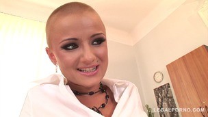 Wild shorthair vixen C.J. deep throats and rides big black monster cock GP189 screenshot