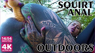 Naughty TATTOO model PUBLIC masturbation, Alternative teen ANAL SQUIRT outdoors, anal gape, prolapse (goth, punk, alt porn)ZF071 screenshot