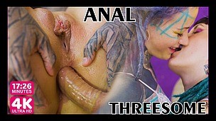 FFM TATTOO threesome with two alternative TEENS, ANAL group sex, ATM, gapes, blowjob, rough sex (goth, punk, alt porn) ZF043 - AnalVids screenshot