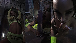 Hot Bitch Monika Fox Posing In A Light Green Outfit & Playing With A Big Toy - AnalVids screenshot