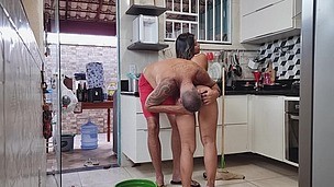 My maid was dying of heat, thought I wasn't home and got naked! - AnalVids screenshot