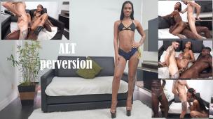 Kauany Batista, beautiful Brazilian exotic trans woman, takes two cocks in her tight ass (DAP, Anal, Black Cock, breast Milking trans, ATM) ALT044 - AnalVids screenshot